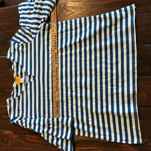 Ruby Rd XL Blue White Stripe Bell Sleeve Keyhole Neck Tunic Top